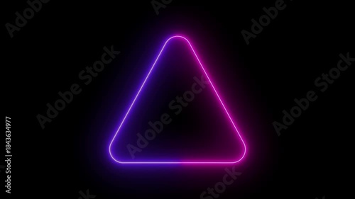 glowing light neon red and blue color warning attention icon animation danger risk hazard alert road warning sign stop error signal emergency problem issue important sign symbol. signs, symbol, risk, 
