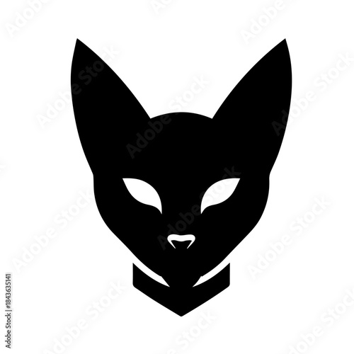  Black & white vector silhouette of a CAT on white background