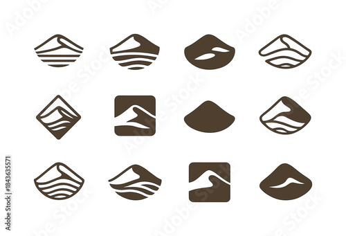Dry Logo Variations. Dry. Icon set. Set Logo of dry: sand dune.