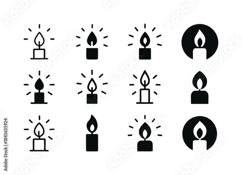 Candle Light Icons. Candle Light. Icon set. Set Logo of candle l