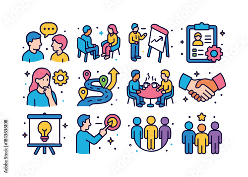 Startup Mentorship Icons. Startup Mentorship. Colorful isometric
