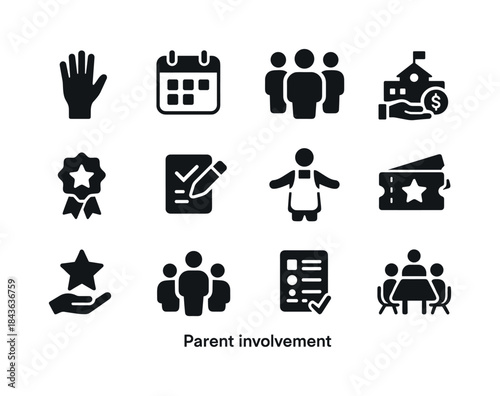 Parent Involvement Icons. Parent involvement. Solid icon set of