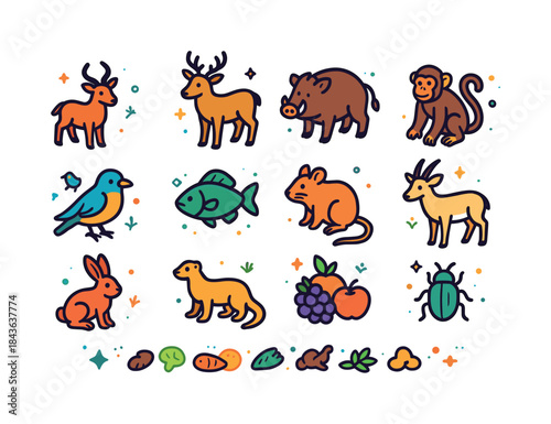 Leopard Diet Icons. Leopard diet. Colorful isometric vector icon