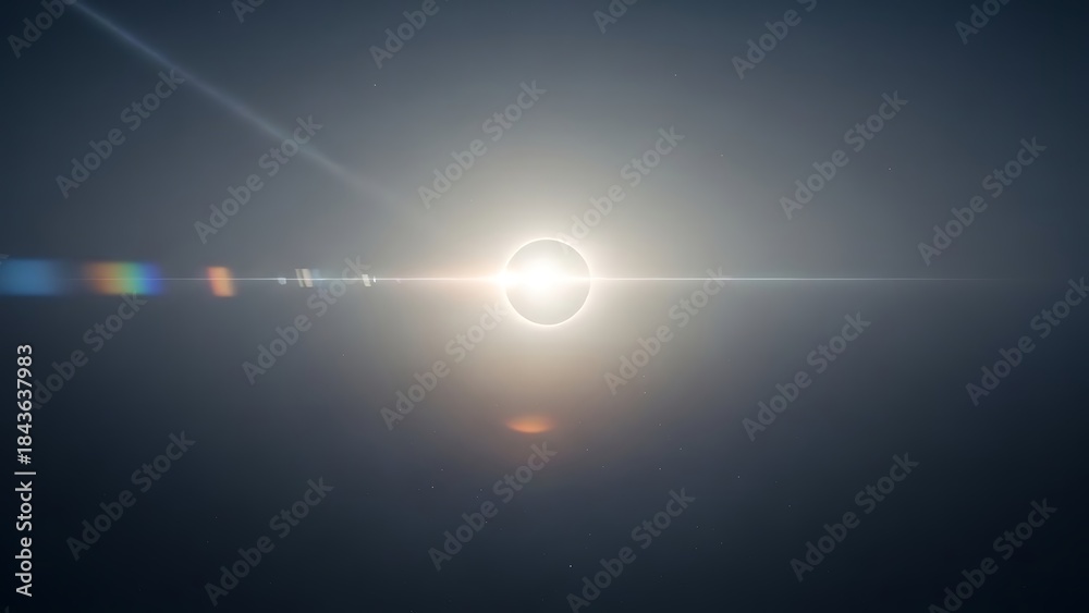 Obraz premium Solar eclipse with vibrant rainbow light beams in dark space