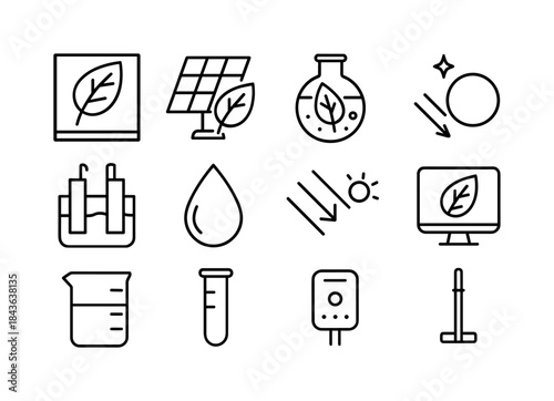 Artificial Leaf Icons. Artificial leaf devices. Line icon set of