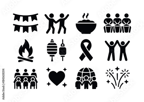 Unity Celebration Icons. Unity celebrations. Solid icon set of U