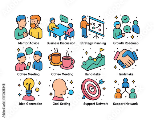 Startup Mentorship Icons. Startup Mentorship. Colorful isometric