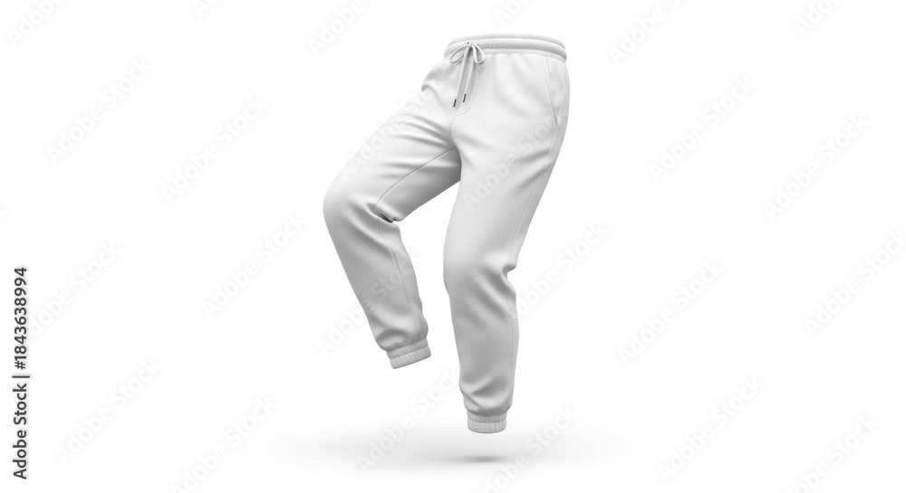 Naklejka premium Modern White Drawstring Jogger Sweatpants Blank Apparel Mockup