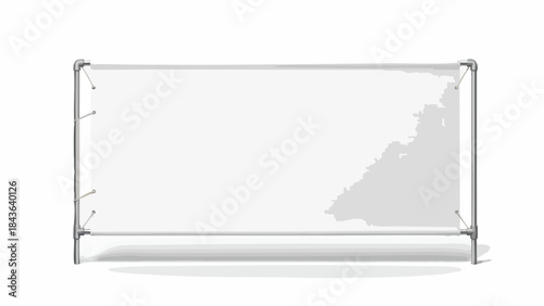 Blank Banner Stand with Metallic Frame - Customizable Advertising Space for Events and Promotions.