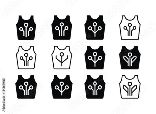 Smart Textile Logos Collection. Smart textiles for athletes. Ico