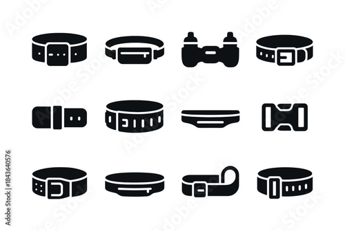 Sports Belts Icons. Sports Belts. Solid icon set of Sports Belts