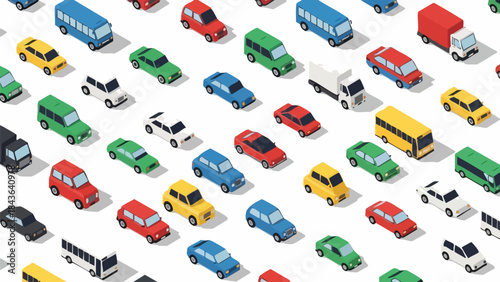 Diverse Collection of Vector Cars in Various Colors and Styles.