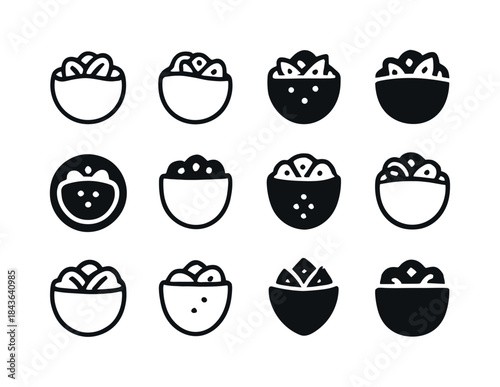 Pita Pocket Logo Variations. Stuffed pita pockets. Icon set. Set