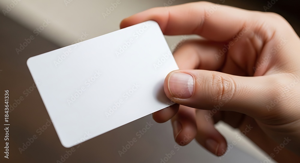 Obraz premium Hand holding a pristine blank card offering possibilities for brand display