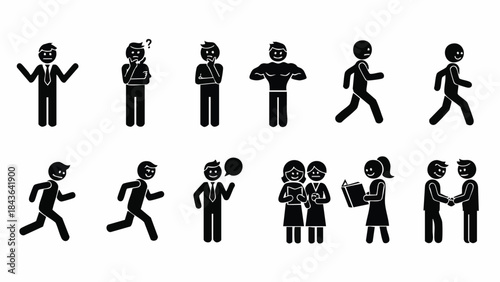 Vector Collection of Male and Female Stick Figures Engaging in Various Activities.