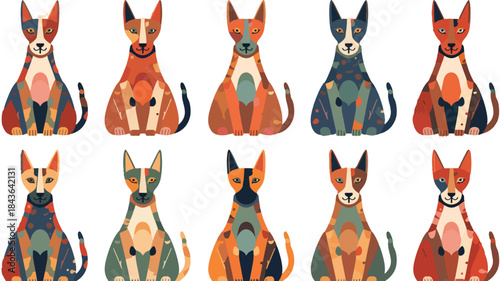 vector illustration of a set of dog