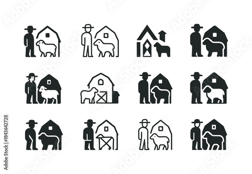 Shepherd Icon Set. Shepherd. Icon set. Set Logo of shepherd: bar