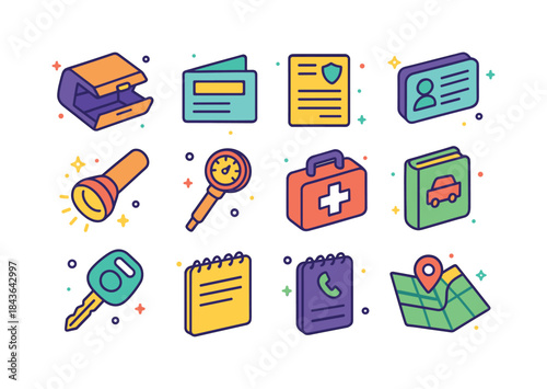 Car Essentials Icons. Car Essentials. Colorful isometric vector
