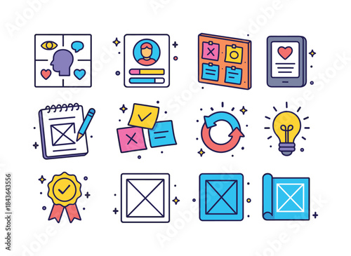 Isometric Design Icons. Human-Centered Design. Colorful isometri