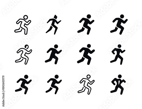 Running Logo Variations. person running. Icon set. Set Logo of p