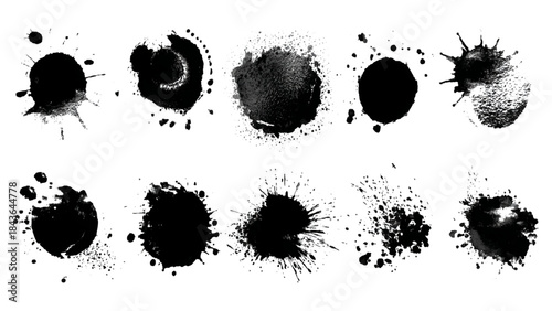 Abstract vector circle brush art set featuring scribble lines background. artistic circle black grungy round shape collection.