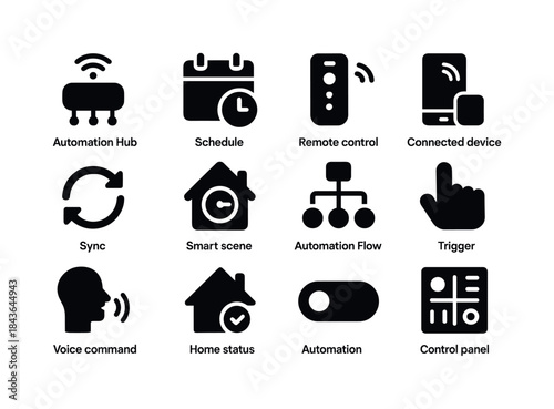Home Automation Icons. home automation. Solid icon set of home a