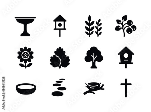 Bird-Friendly Garden Icons. building a bird-friendly garden. Sol