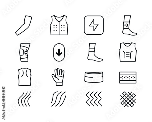 Wearable Tech Icons. High-performance wearables. Line icon set o