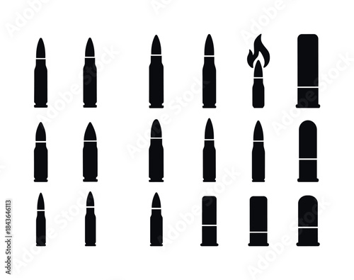 Military Rounds Icons. military rounds. Solid icon set of milita