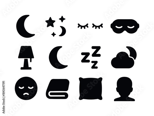 Nighttime Icon Set. Nighttime icons. Solid icon set of nighttime