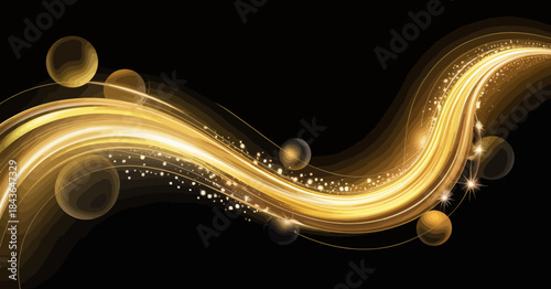 This image showcases beautiful golden light waves with a soft bokeh effect, creating a warm and inviting atmosphere perfect for abstract concepts and decorative elements.