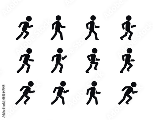 Running Posture Icons. Running postures. Solid icon set of Runni