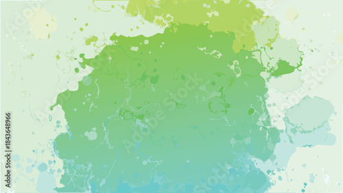 Vibrant Green and Teal Watercolor Splash Abstract Background with Organic Shapes and Gradient Colors