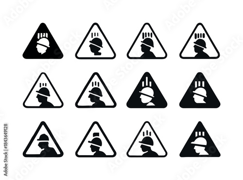 Worksite Safety Icons. Worksite Accidents. Icon set. Set Logo of