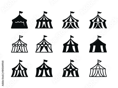 Circus Tent Logos. Circus tent. Icon set. Set Logo of circus ten