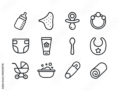 Parent Support Icons. Parent support essentials. Line icon set o