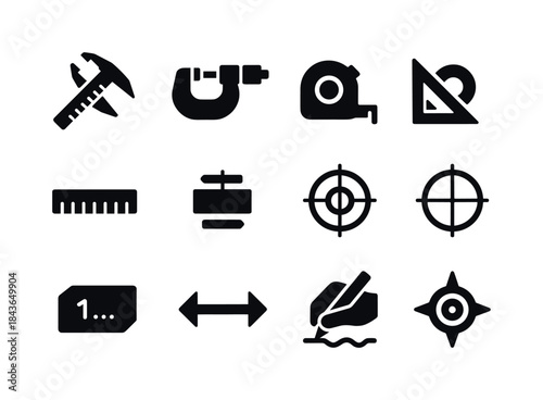 Precision Measurement Icons. Precision measurement. Solid icon s