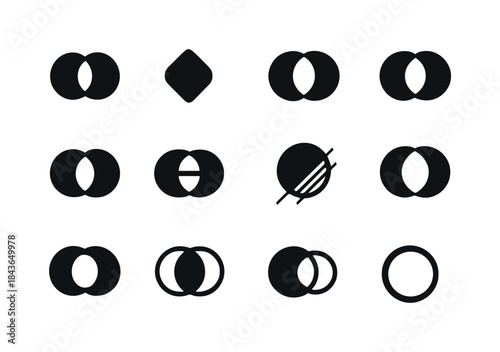 Color Blend Modes Icons. Color blend modes. Solid icon set of co