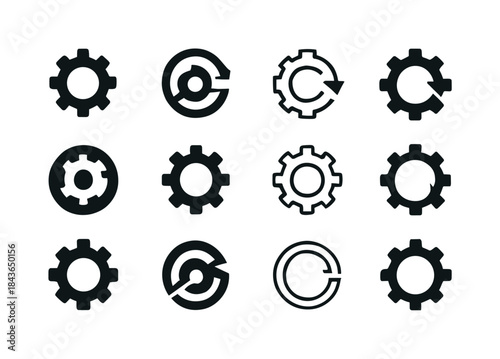 Innovative Blueprint Logos. Blueprint of assembly process. Icon