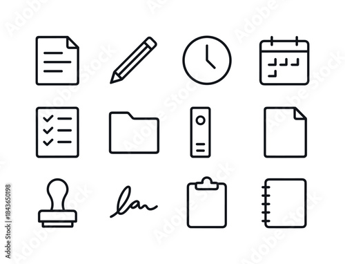 Work Icon Essentials. Work documentation essentials. Line icon s