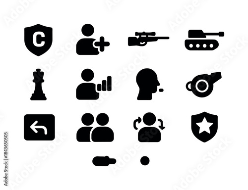 Player Roles Icons. player roles. Solid icon set of player roles
