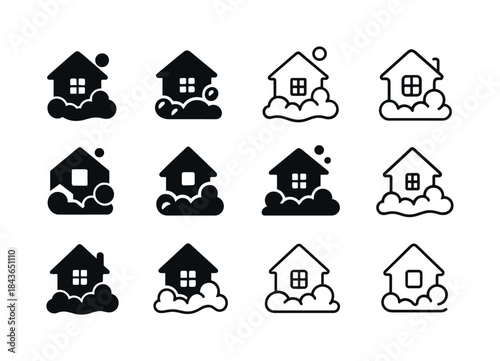 Cleaning Hacks Icons. Home cleaning hacks. Icon set. Set Logo of