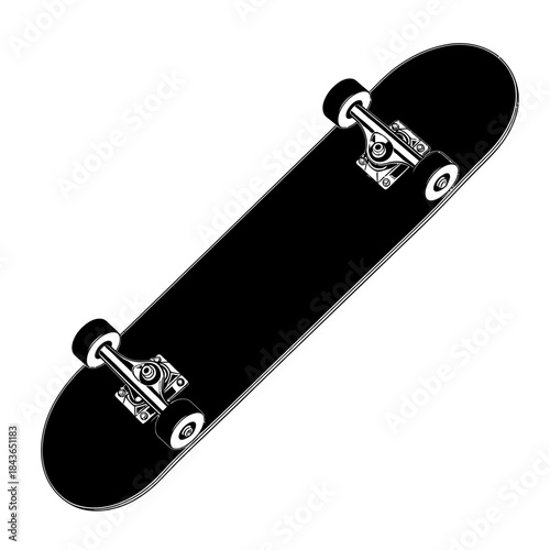 Electric Skateboard Silhouette – Modern Longboard Personal Transport Vector