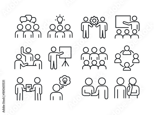 Group Collaboration Icons. Group collaboration. Line icon set of