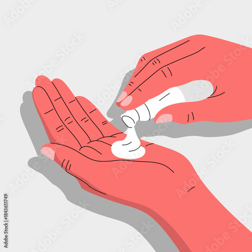A close-up view of hands applying moisturizing lotion, revealing a focus on skincare, self-care, and the everyday act of maintaining healthy skin.
