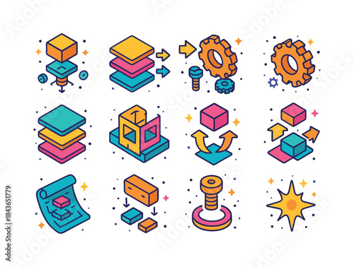 Colorful Exploded Diagrams. exploded diagrams. Colorful isometri
