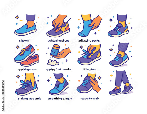 Walking Prep Icons. Walking prep. Colorful isometric vector icon