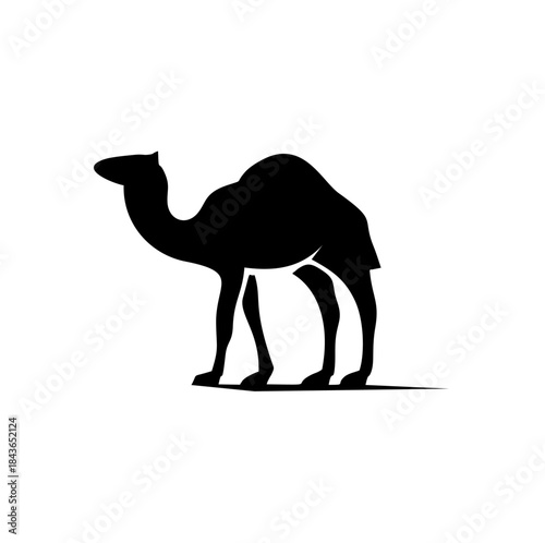 Standing one-hump camel black silhouette