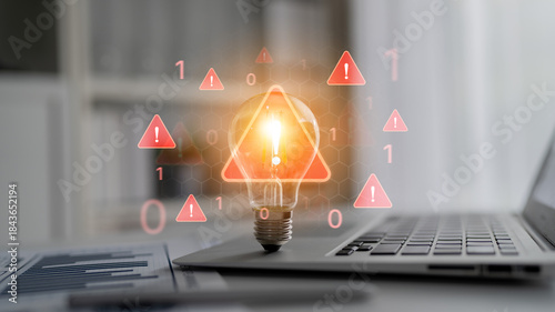 Concept of a critical security warning and system error. This alert signifies a significant problem, danger, or failure that requires immediate attention to manage the risk. Fermion