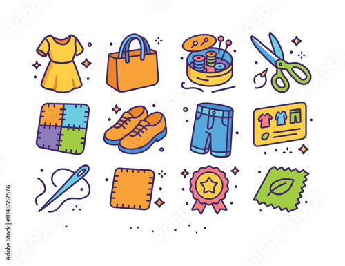 Slow Fashion Icons. slow fashion. Colorful isometric vector icon